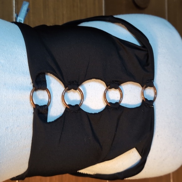 Aerie Black Ring Bikini Top Sz S - Picture 8 of 10